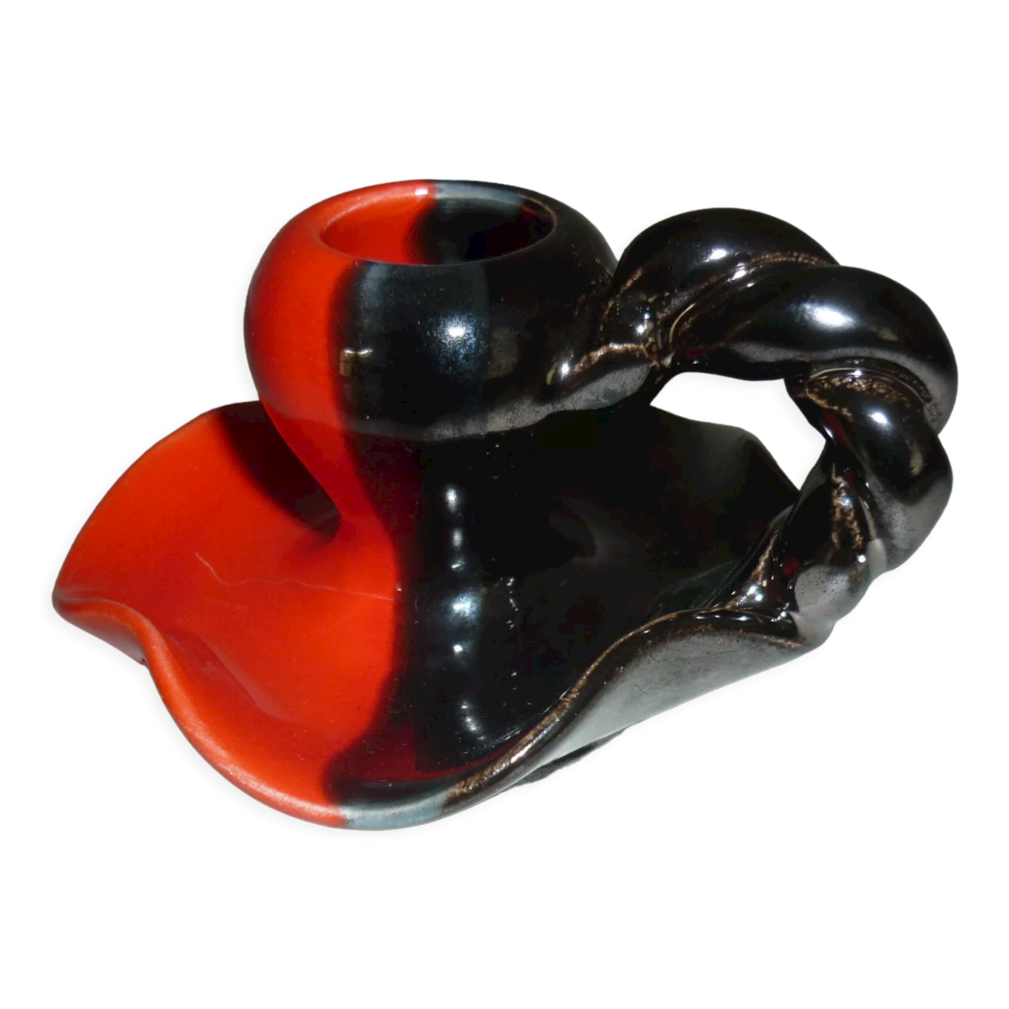 Red and black Vallauris candle holder