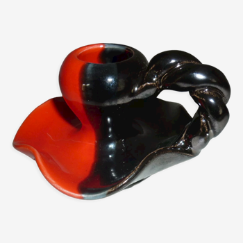 Red and black Vallauris candle holder