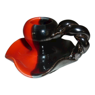 Red and black Vallauris candle holder