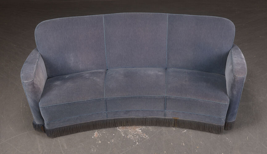 Danish three seater curved sofa