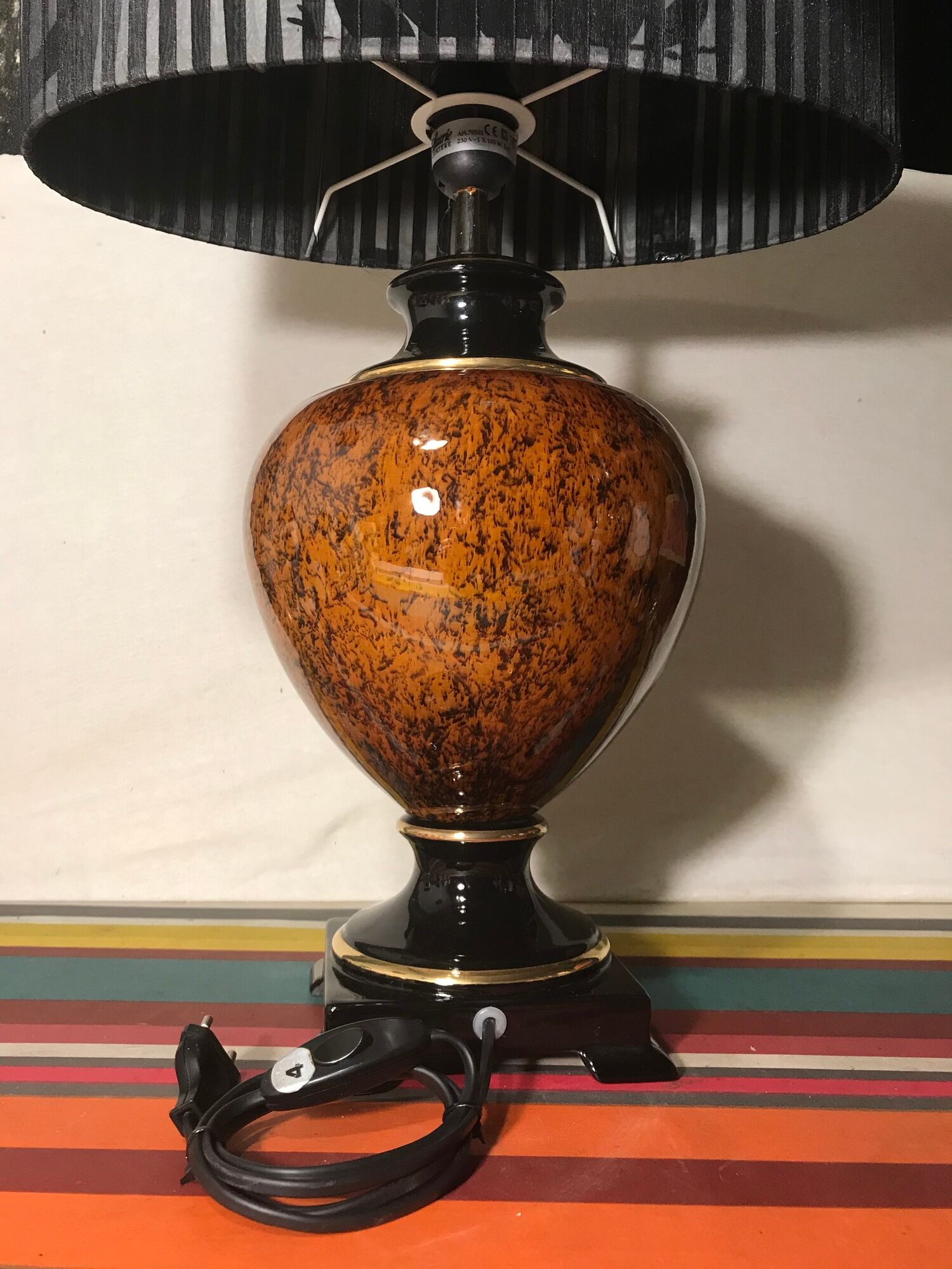 Ancient balustre lamp laurie light ceramics - lamp-day black fabric vintage