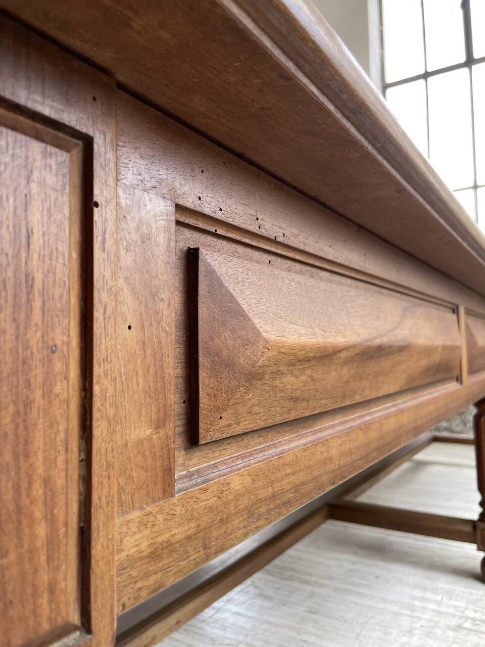 Solid walnut farmhouse castle table 1900 XXL