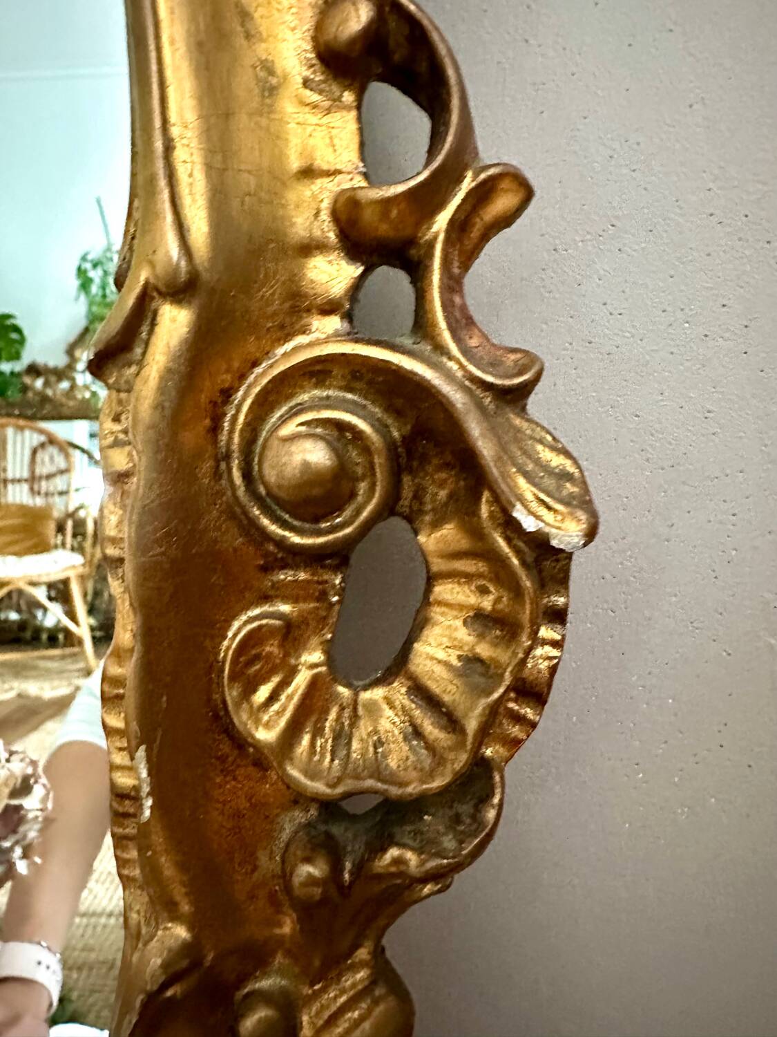 Large vintage baroque gold mirror 102x68