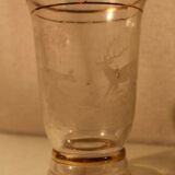 Glass vase with deer engraved decoration early 20th century