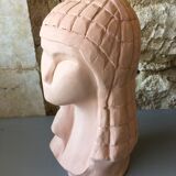 Bust of lady with hood in terracotta