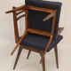 Pair of Scandinavian chairs seated night blue fabric restored, year 60.