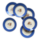 6 assiettes dessert faïence ancienne bleue fleurs dorure Saint Amand