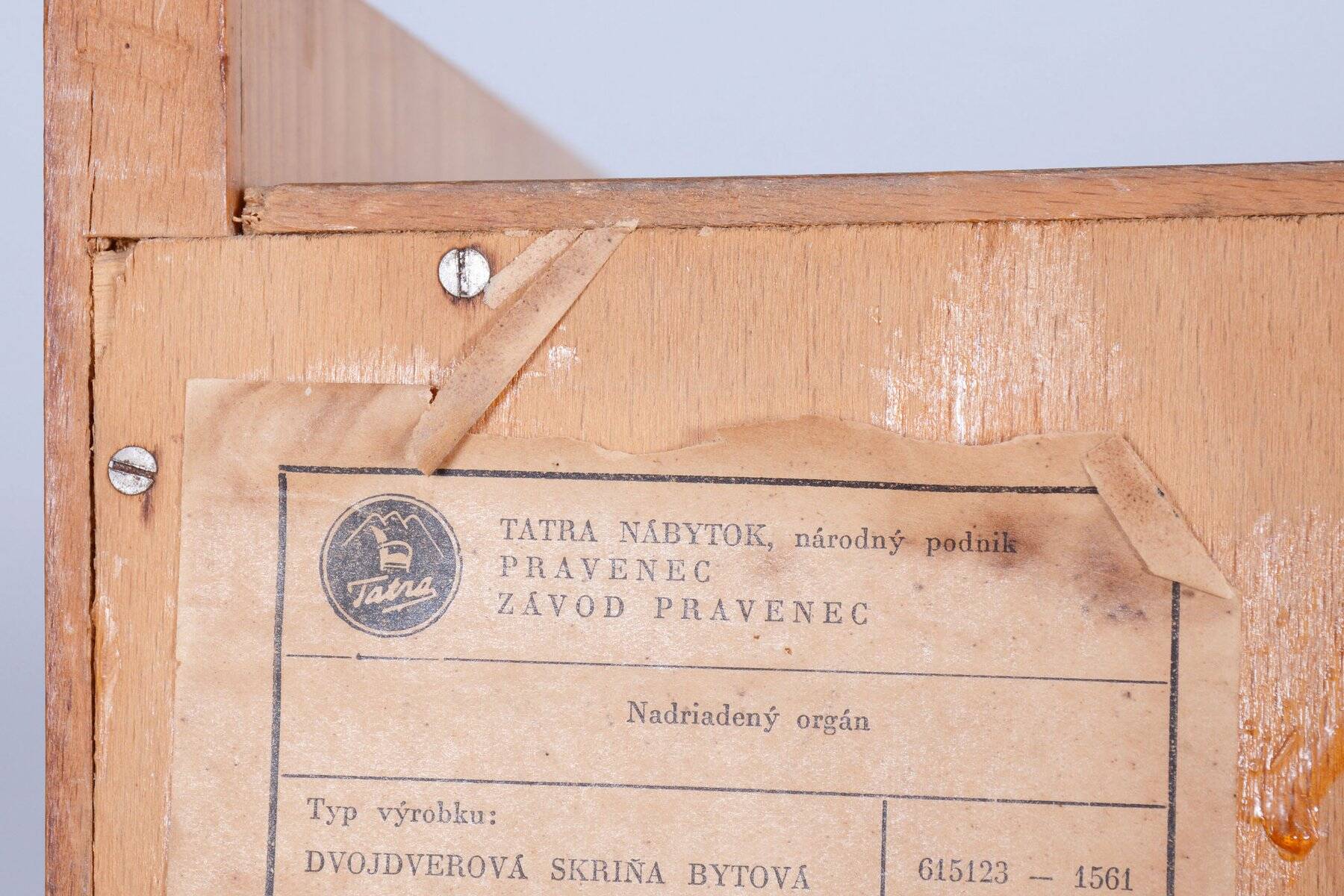 Mid-Century Modern Wardrobe in Ash by Tatra Pravenec, Czech, 1950s