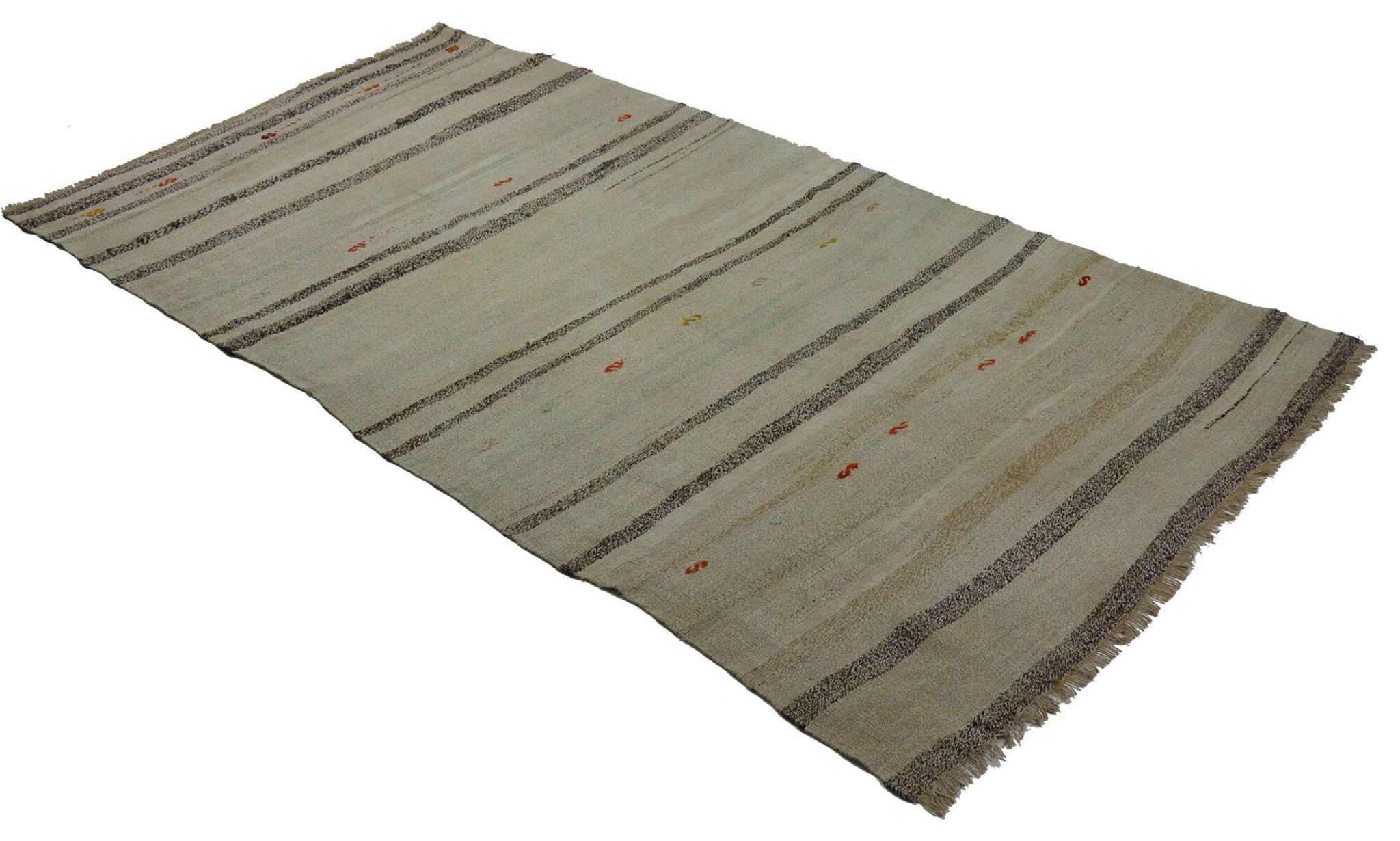 Turkish Kilim Konya Vintage 147x286 cm Beige Black Handwoven