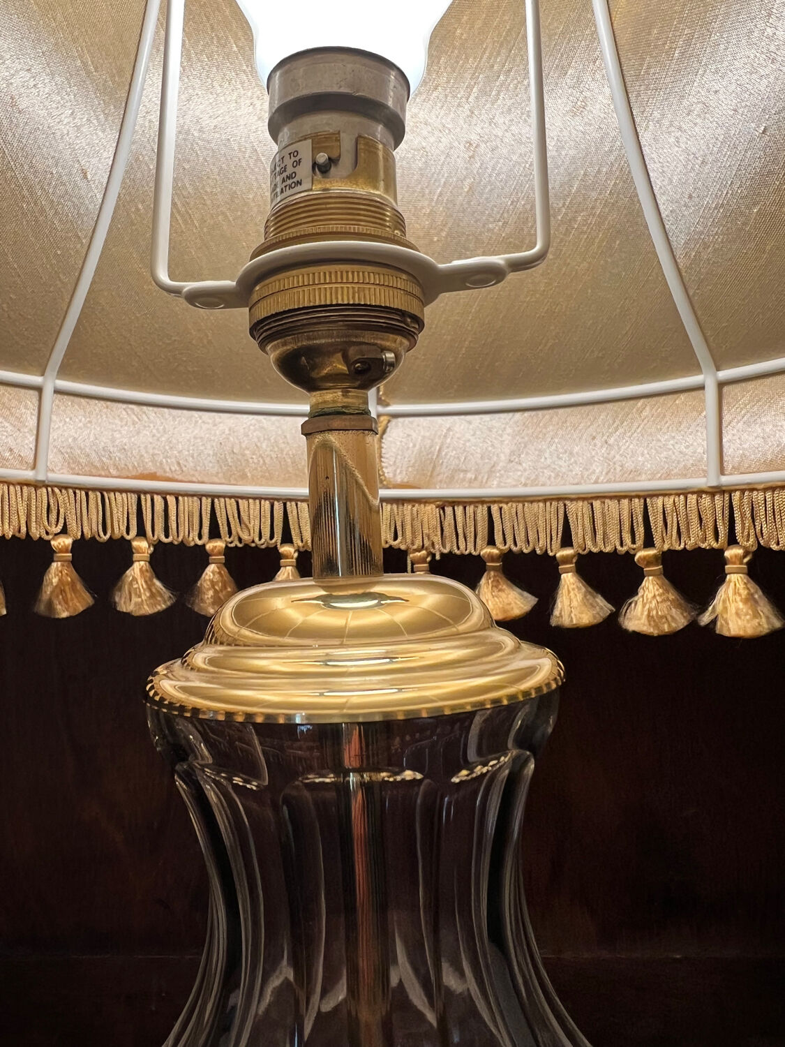 Crystal lamp stand | round diamond cut crystal lamp | stuart crystal lamp