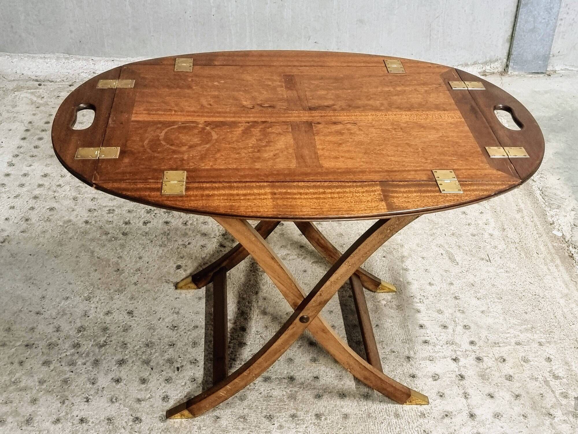 Vintage butler tray nautical side table mahogany