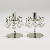 Pair of candlesticks "Lights of Vienna" J.L. Lobmeyr, faceted Swarovski crystals