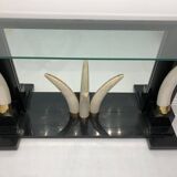 Versailles collection table console éléphant fausse défense ébène miroir verre années 1970