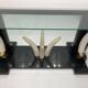 Versailles collection elephant faux tusk ebony console table mirror glass 1970s