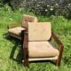 Pair of vintage beige velvet armchairs 60s