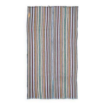 1970s Vintage Turkish Oushak Handmade Wool Cotton Blue Area Rug 156x284