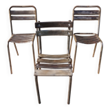 3 chaises en métal, style Tolix