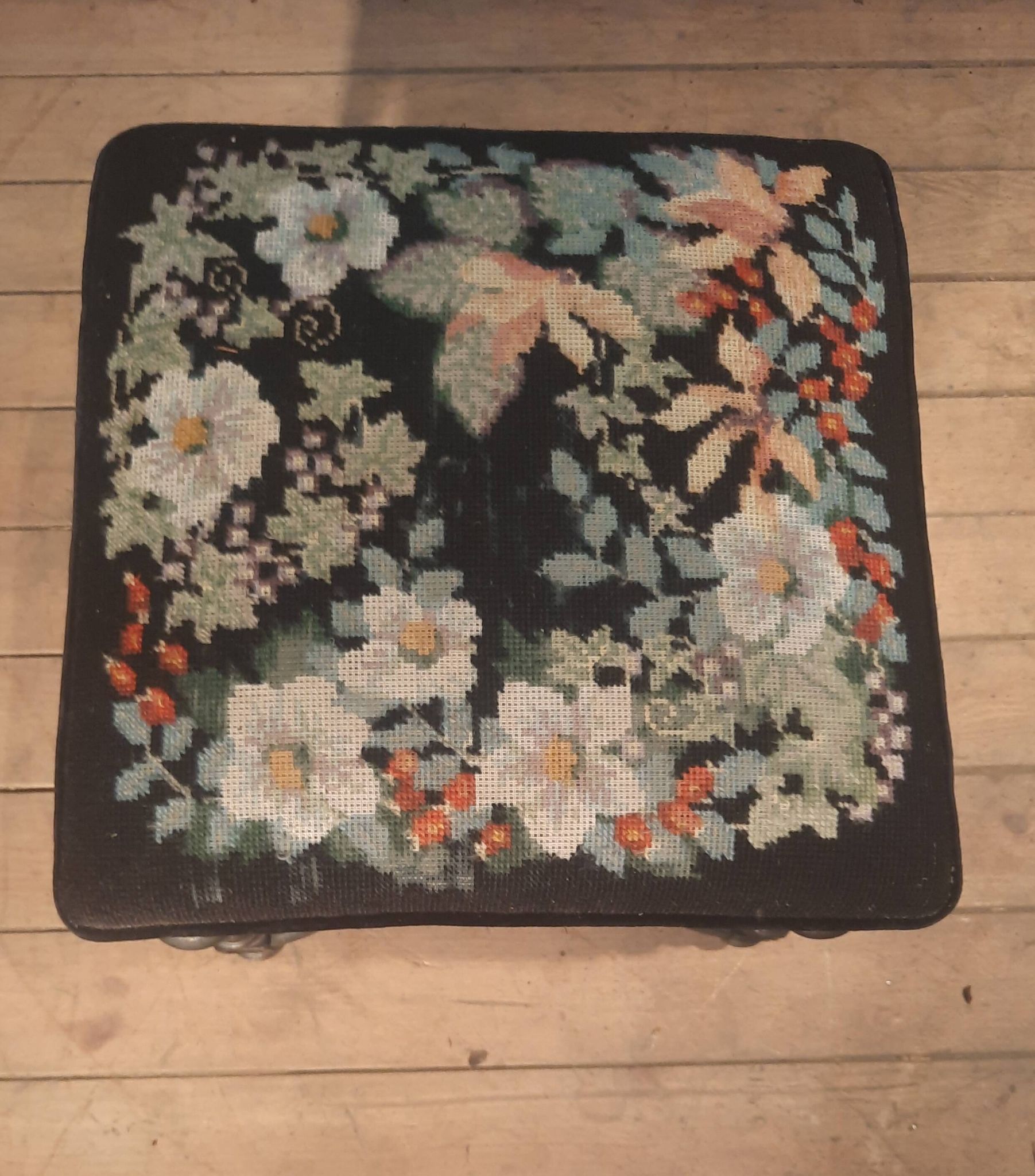 Blackened turned wooden stool '1900'