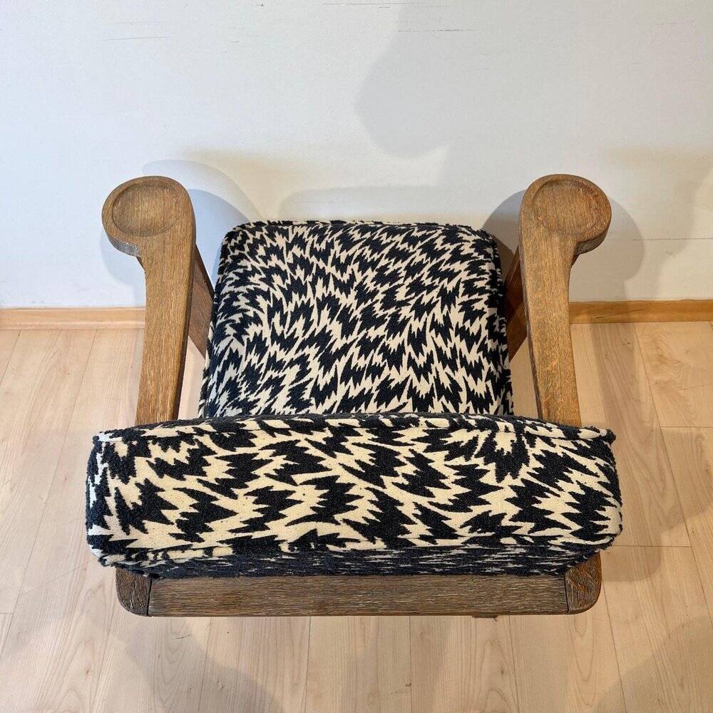 Art Deco Limed Oak Club Chair from De Coene, Belgium, 1930s