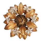 Vintage gilt metal flower-shaped wall or ceiling lamp