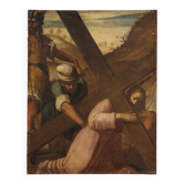 Antique Italian painting of the Way of the Cross, Ascent to Calvary
