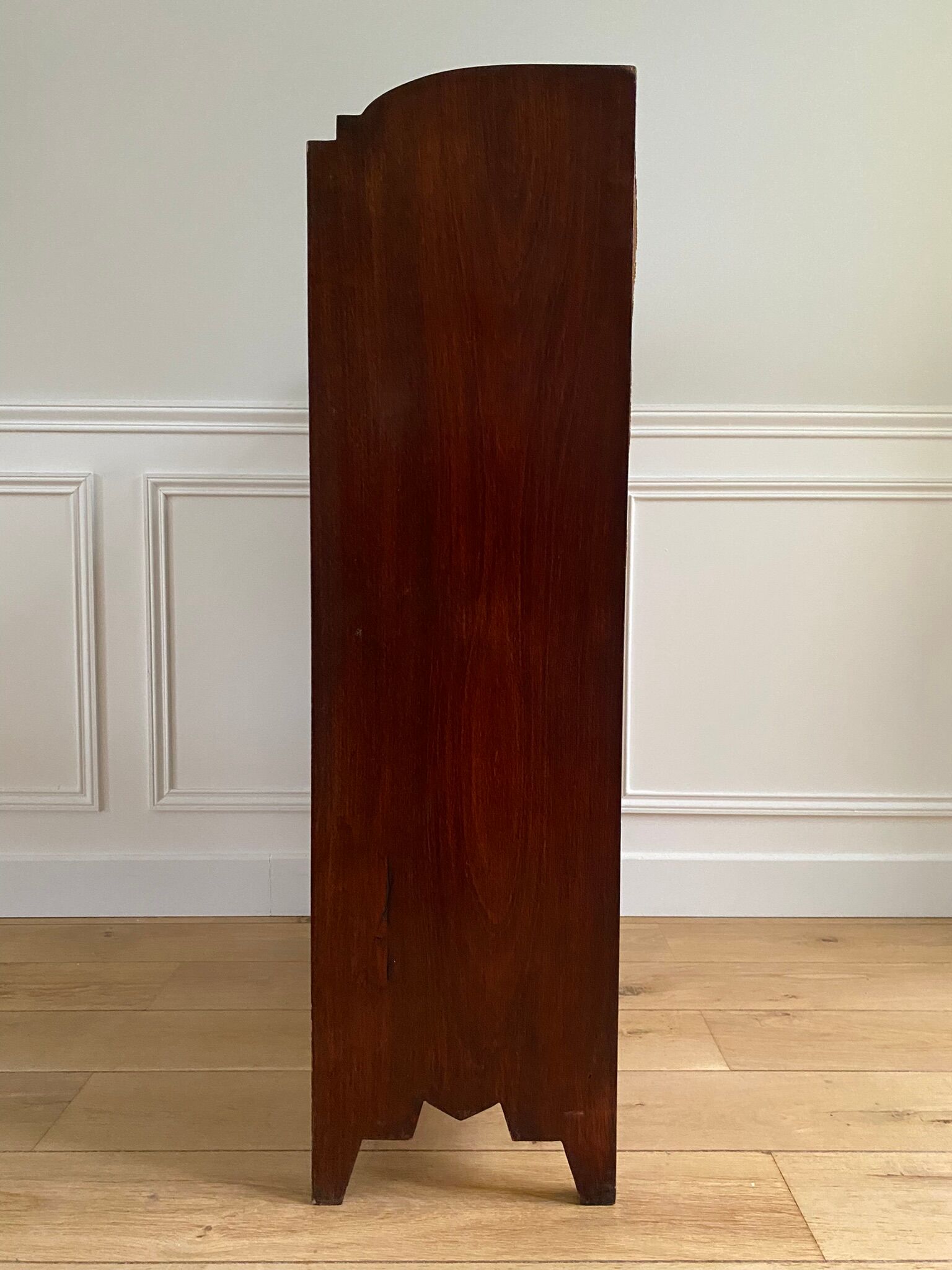 Bookcase vintage natural wood shelves open to three shelves