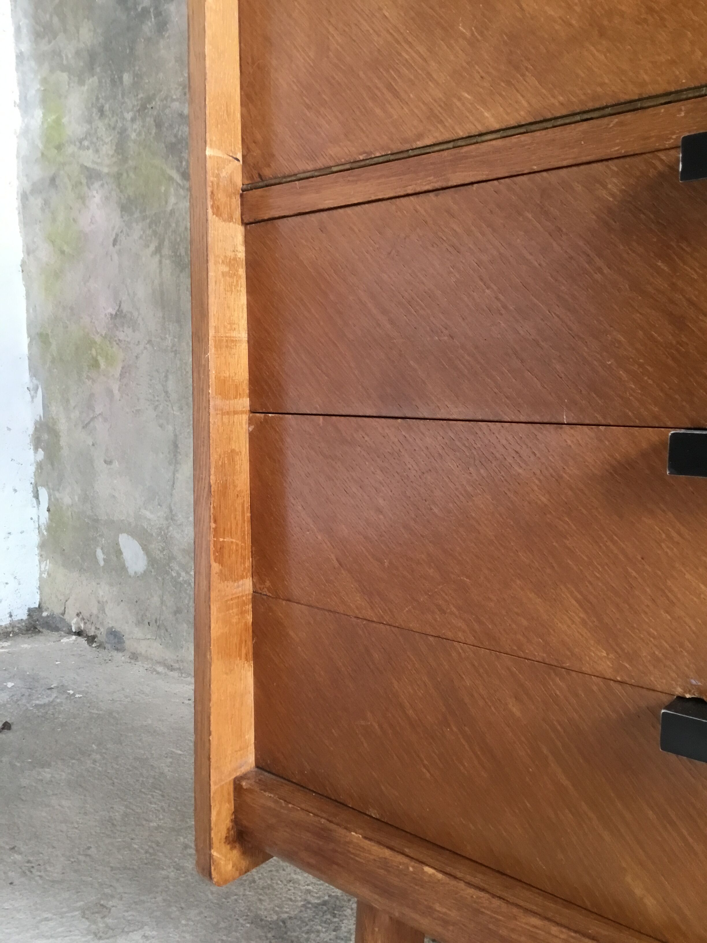 Vintage secretary in light oak veneer 1960