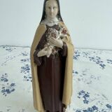 Antique statue of Saint Therese of Lisieux, religious plaster figurine