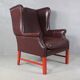English Georgian Style Brown Leather Wingback Armchair