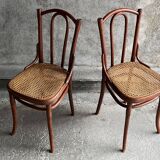 Pair of caned bistro chairs by Thonet