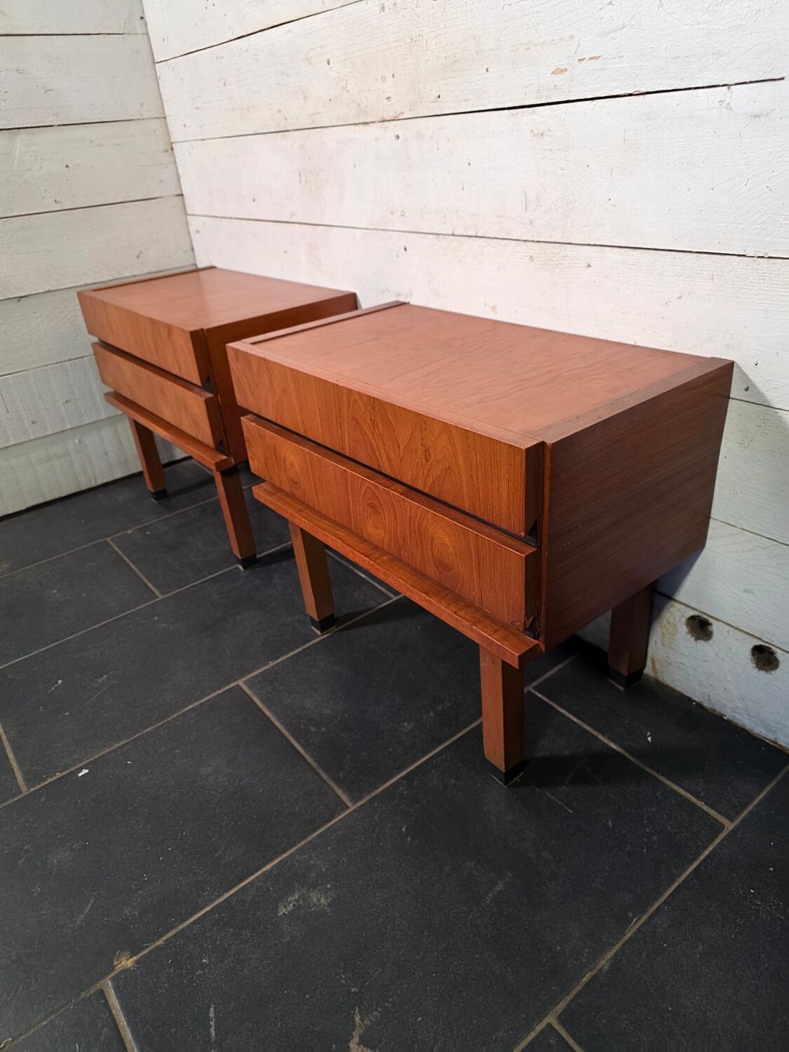 Pair of Scandinavian teak bedside tables from the 1960s.