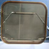 Seventies stainless steel and caramel chairs