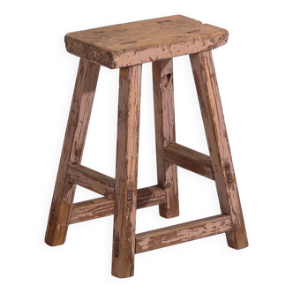 Tabouret ancien à patine rose (c.1900) #8