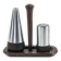 Danish salt and pepper set in wood and steel with tray, 1970s