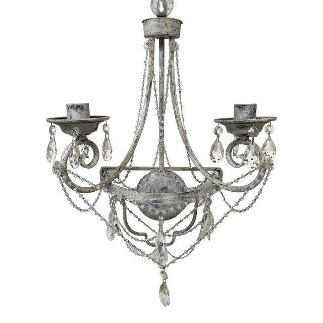 Contemporary florentine wrought iron wall lamp with crystals