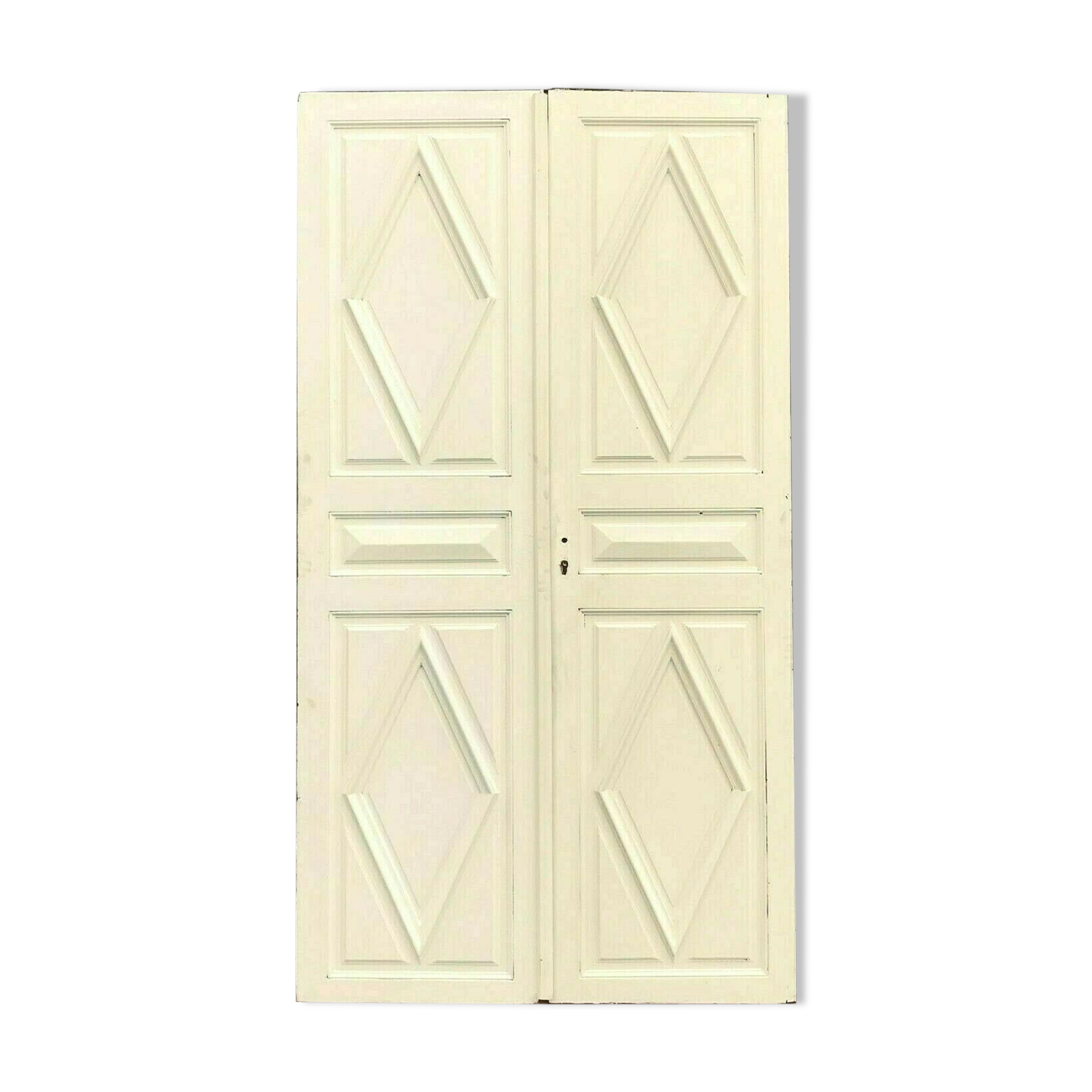 Double passage doors in patinated fir, 19th century