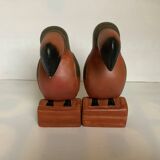 Pair of wooden zoomorphic bird bookends