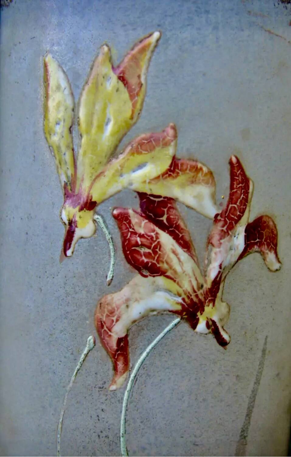 Magnificent Legras Art Nouveau vase from 1900 in frosted enamelled glass.