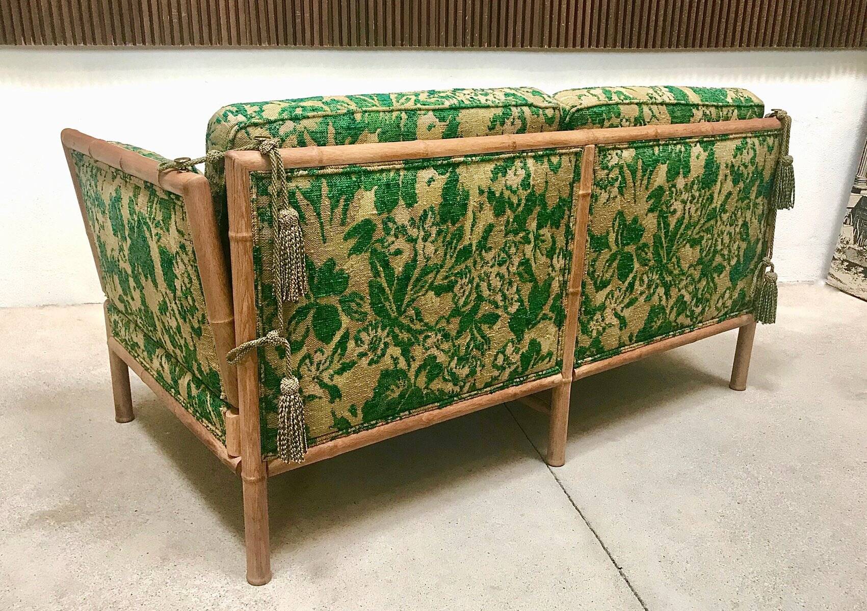 Convertible Two-Seater Sofa / Daybed in Bamboo Style, France 1960s