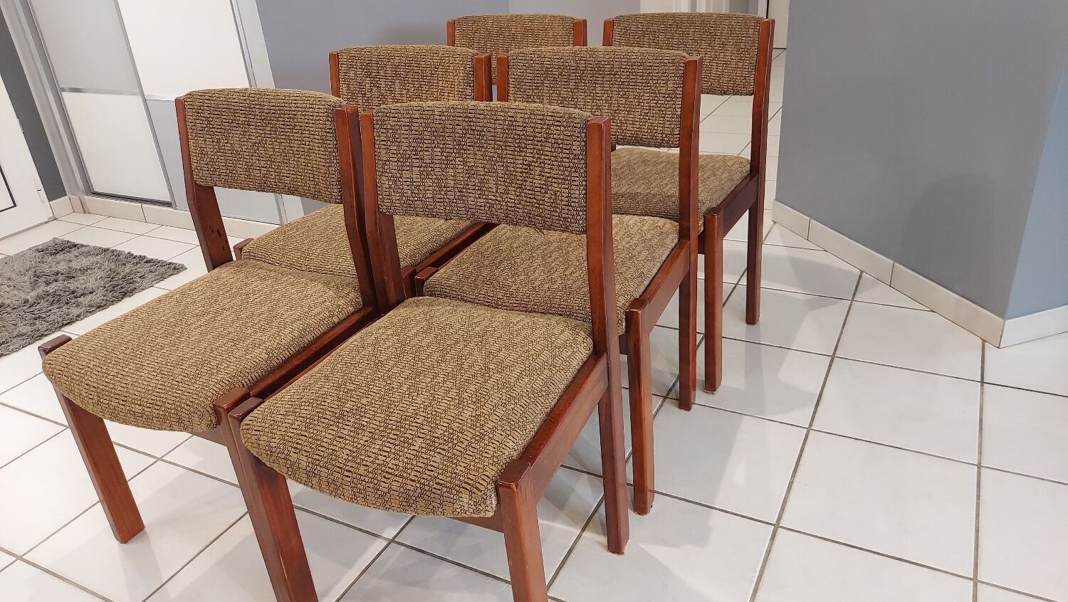 Suite of 6 vintage Baumann dining chairs 1970