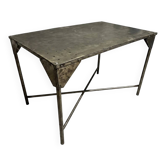 Vintage workshop desk in patinated metal