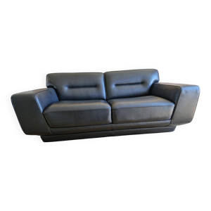 Canapé 2 places en cuir - noir