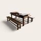 Grande table de ferme - 2 bancs - 2 rallonges 