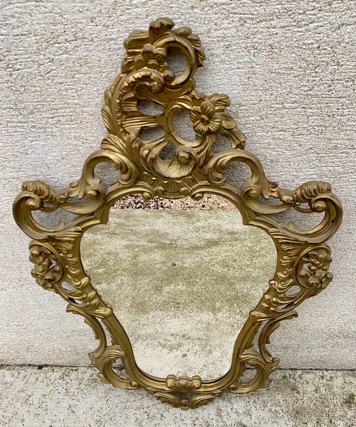 Antique vintage gilded wooden baroque mirror