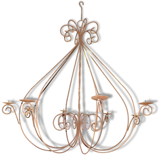 A wrought iron candle chandelier / 118 cms in diameter