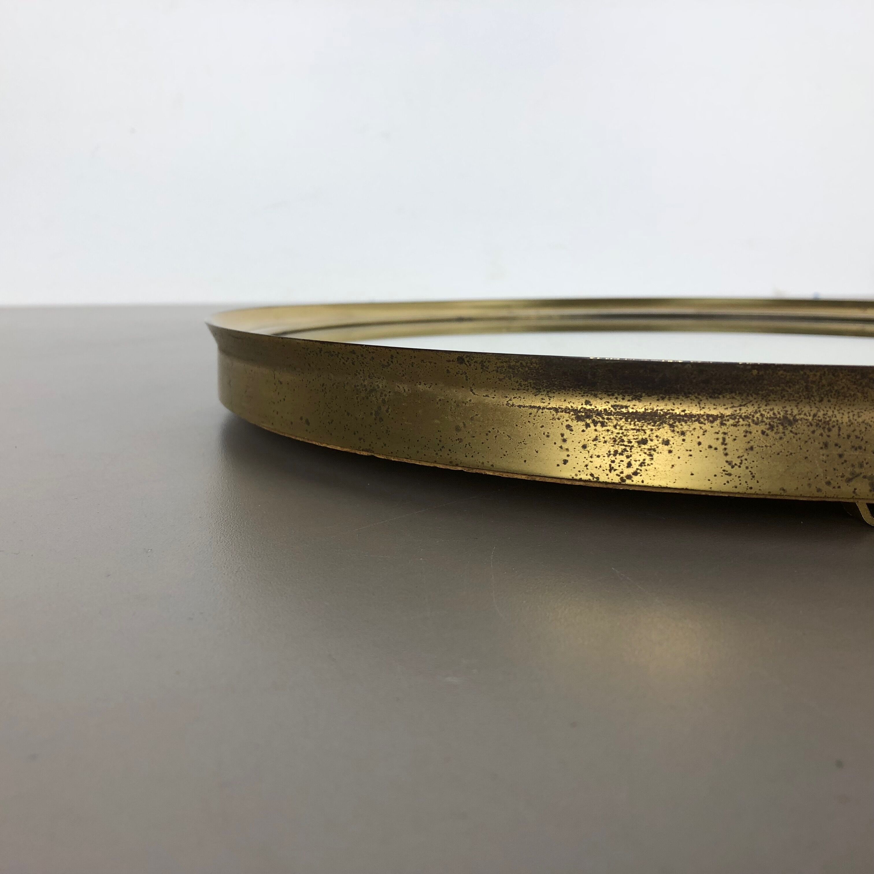 German modernist wall brass mirror Vereinigte Werkstätten München 1950s