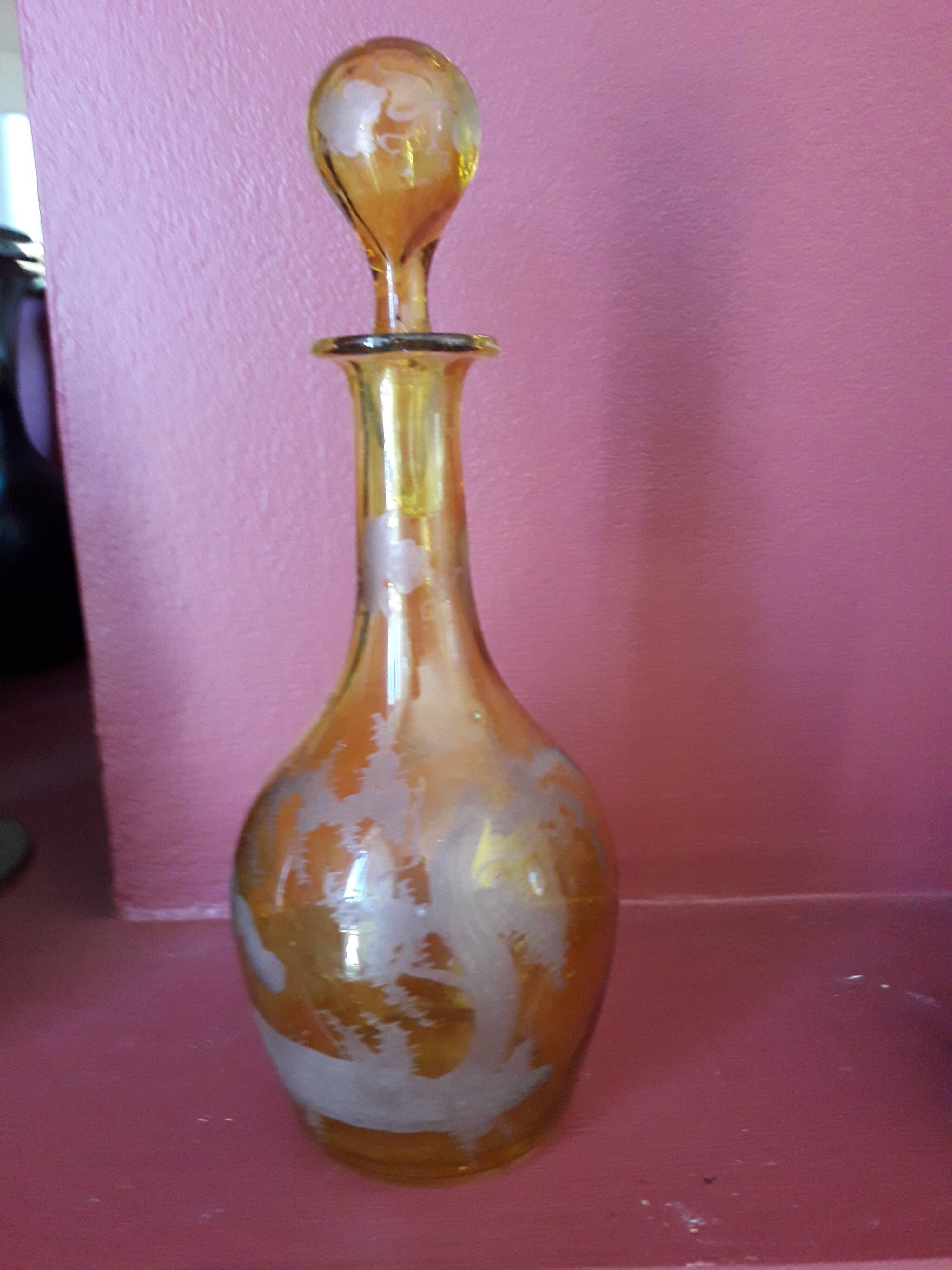 1900 glass carafe with refined decor