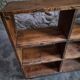 Old workshop shelf in French pine, industrial shoe cabinet, around 1900.