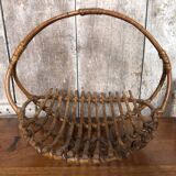 Old rattan picking basket vintage wood garden