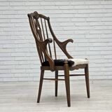 1960s, Danish high-backed armchair, reupholstered, furniture cowhide, oak.